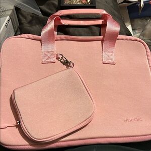 Pink Laptop Bag with Accessory Pouch